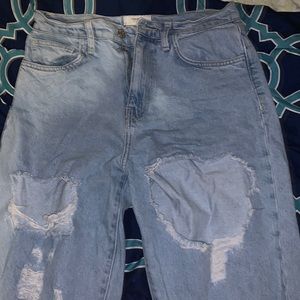Forever 21 baggy boyfriend jeans, light blue distressed.
